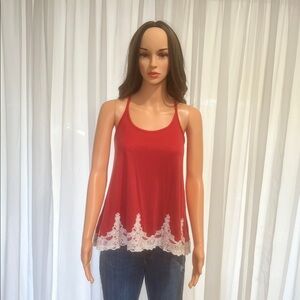Rewind Scarlet Camisole with Delicate Lace Trim